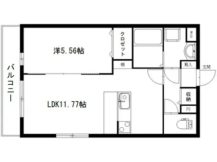 グランストーク篠ケ瀬III(1LDK/2階)の間取り写真