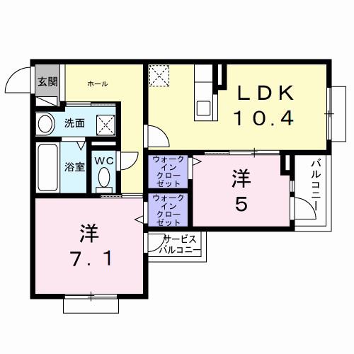 ヒカルサ岸和田畑町(2LDK/2階)の間取り写真