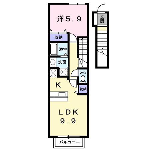 トゥインクルタウンM I(1LDK/2階)の間取り写真