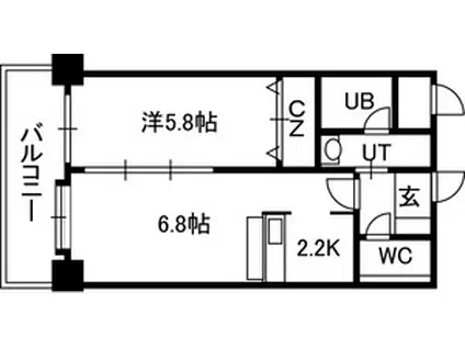 PRIME URBAN北3条通(1LDK/13階)の間取り写真