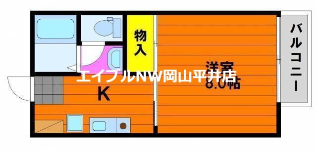 ジョイハウスサクラダ邑久(1K/1階)の間取り写真