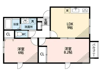 メゾンリベールA棟(2LDK/1階)の間取り写真