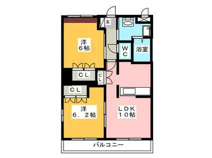 グランドールオクダ(2LDK/1階)の間取り写真