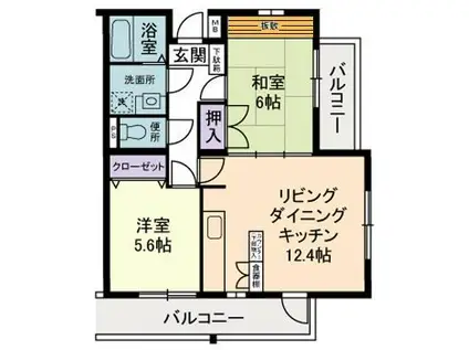 ファインウェル(2LDK/2階)の間取り写真