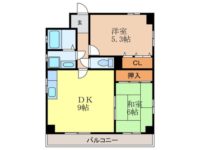 クレスト羽坂(2DK/3階)の間取り写真