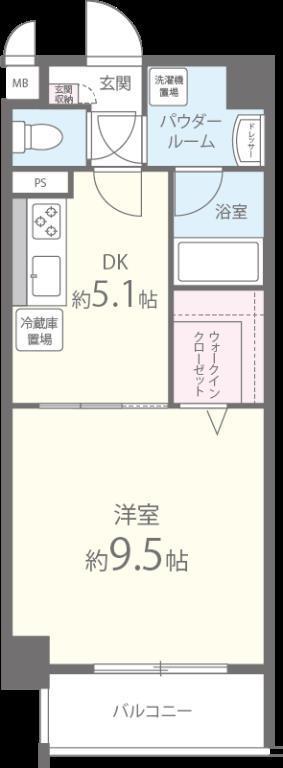 YZ LUCAO(1DK/2階)の間取り写真