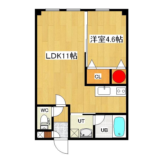 ヴァンドーム青葉(1LDK/1階)の間取り写真