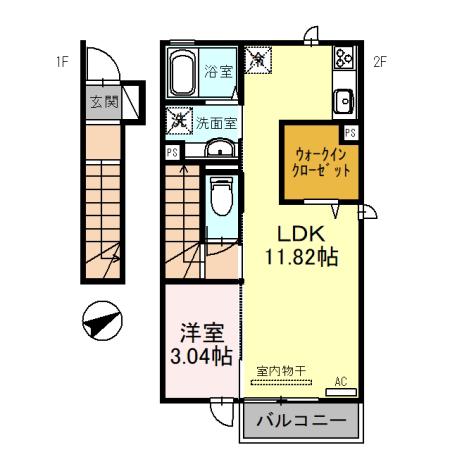 ルミエール(1LDK/2階)の間取り写真