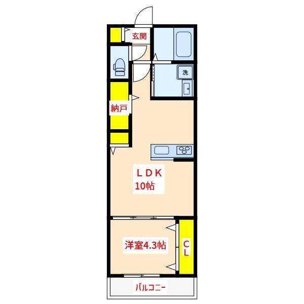 フォルトゥーナ(1LDK/1階)の間取り写真