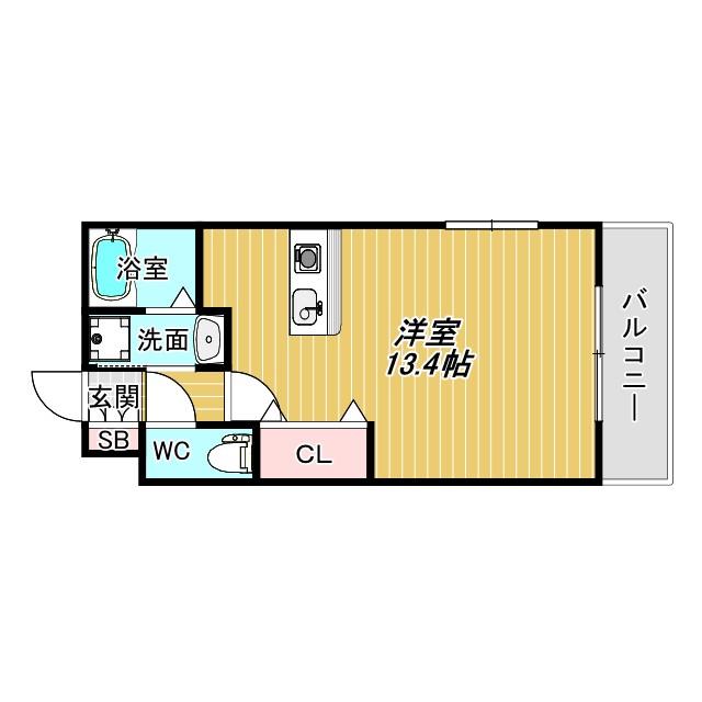 浪速コート(1K/4階)の間取り写真