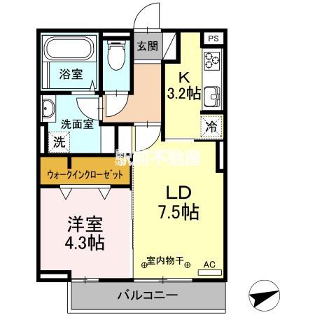 オッツ梅満(1LDK/2階)の間取り写真