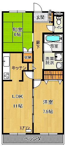 タウンコート駅南 406(2LDK/4階)の間取り写真