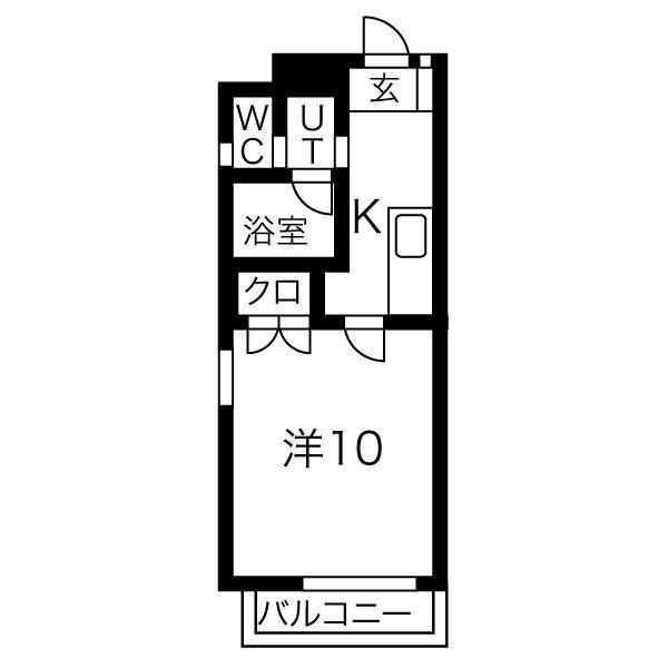 南大通パークハイツ(1K/3階)の間取り写真