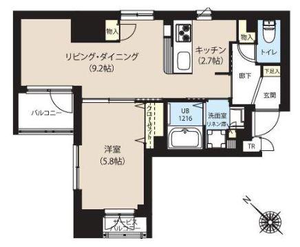 グランカーサ日本橋浜町(1LDK/2階)の間取り写真