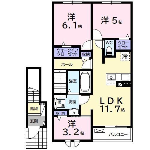 ラポールIV(3LDK/2階)の間取り写真