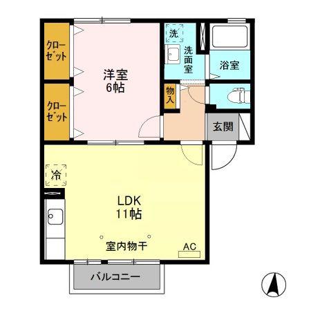 トラヴィアータ(1LDK/2階)の間取り写真