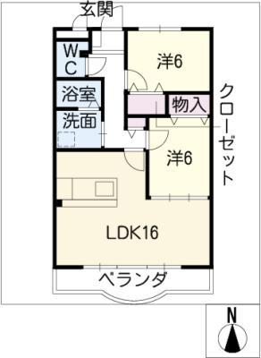 LOTOS BLUME II(2LDK/2階)の間取り写真