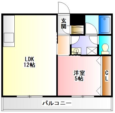 対中ハイツ(1LDK/4階)の間取り写真