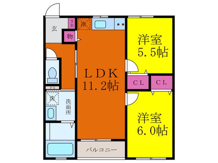 富士林プラザ11番館(2LDK/1階)の間取り写真