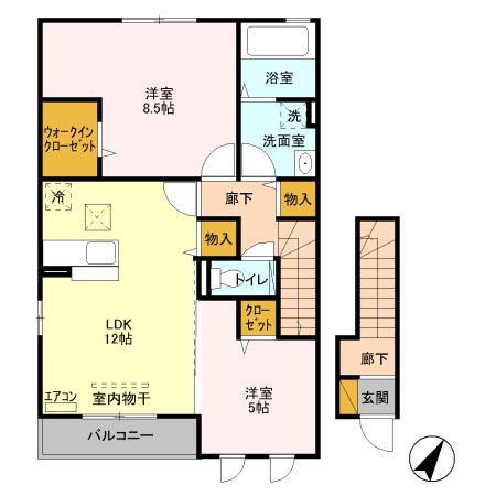 ソレアードA(2LDK/2階)の間取り写真