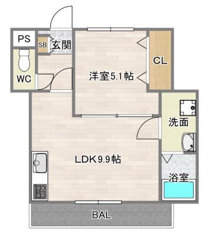 サンライト あべのⅥ(1LDK/1階)の間取り写真