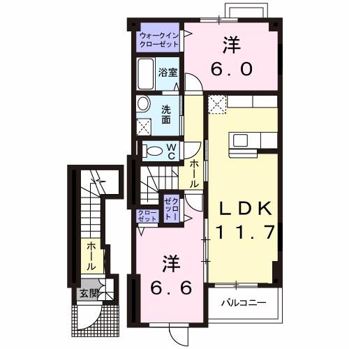 S.R―E.1(2LDK/2階)の間取り写真