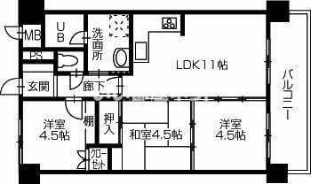 花房国分寺マンション(3LDK/8階)の間取り写真