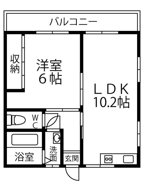 シャルム上之原(1LDK/2階)の間取り写真
