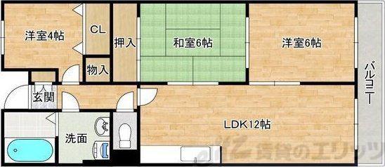 Jクレスト・南茨木(3LDK/4階)の間取り写真