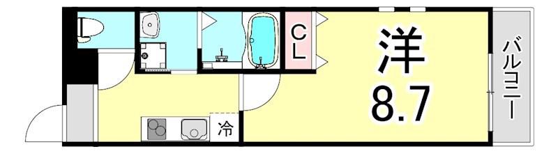 フジパレス西宮戎I番館(1K/1階)の間取り写真
