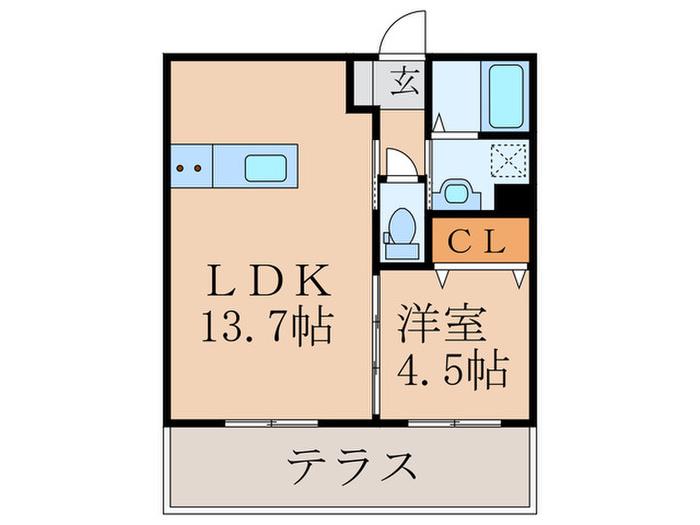 SHININGB(1LDK/1階)の間取り写真