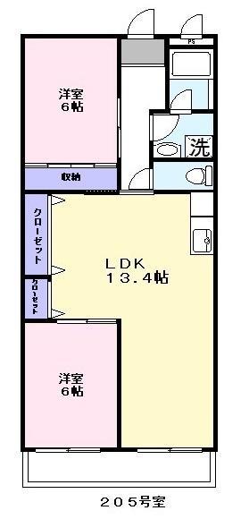 マンション亨(2LDK/3階)の間取り写真