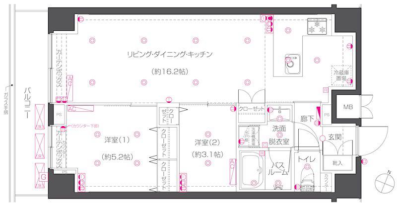 ZOOM練馬高野台(2LDK/2階)の間取り写真