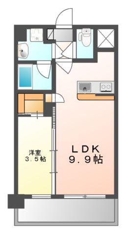 AURA吹田元町(1LDK/4階)の間取り写真