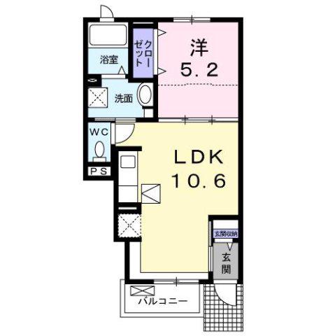 メゾンラシュレ(1LDK/1階)の間取り写真
