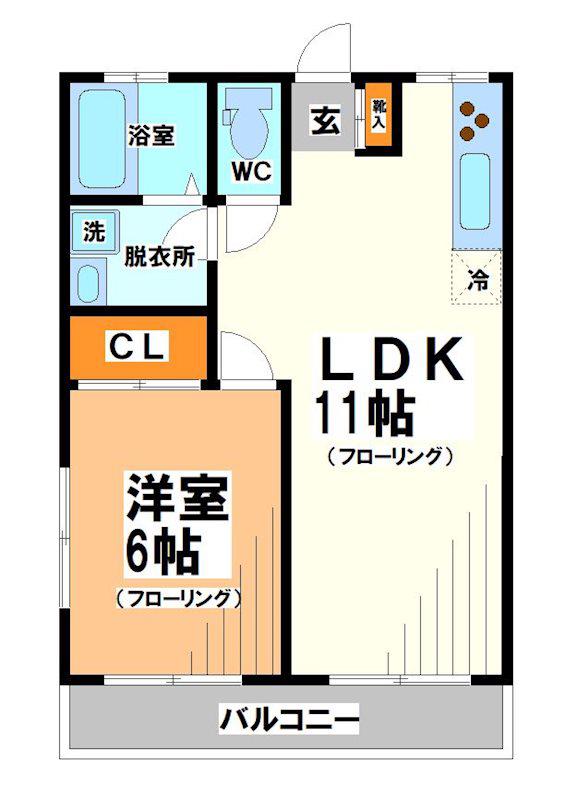 第一栄町レジデンス(1LDK/2階)の間取り写真