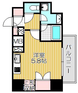 プレミアムキューブ品川戸越(1K/6階)の間取り写真