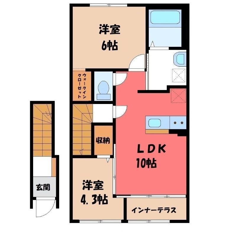 サラスリーノ(2LDK/2階)の間取り写真