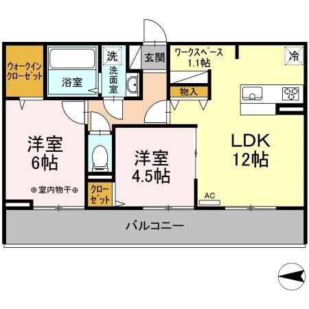 D-ROOM藤崎(2LDK/3階)の間取り写真