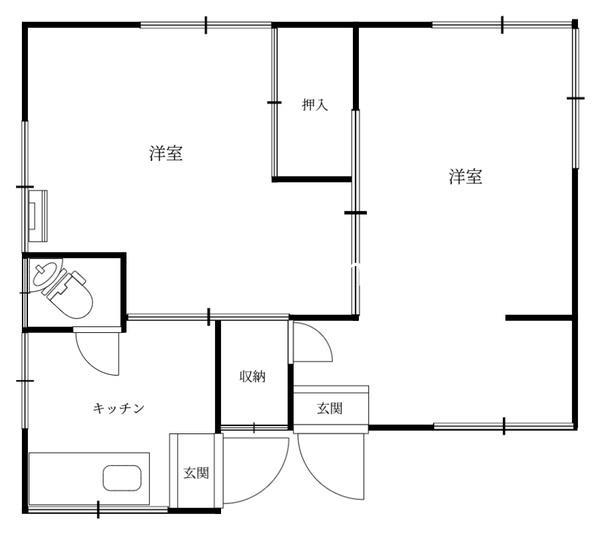 みどり荘(2K/1階)の間取り写真