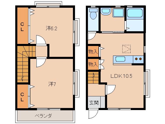 パレス関戸(2LDK/1階)の間取り写真