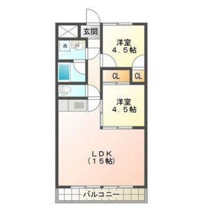リパルティーレ津新町(2LDK/3階)の間取り写真
