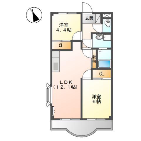 ガーデンハイム壱番館(2LDK/1階)の間取り写真