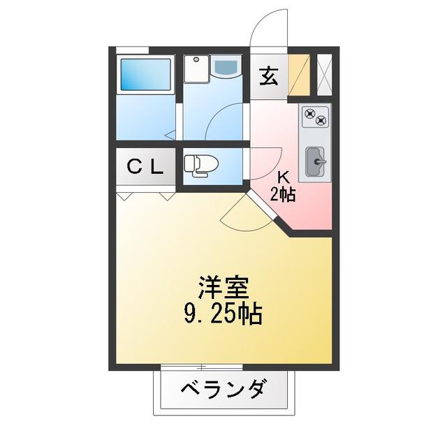 モンティキュロ リブロ(1K/2階)の間取り写真