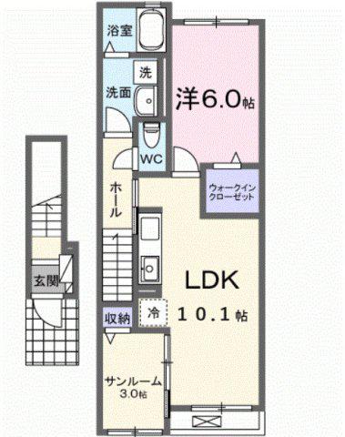 モンレーヴみのり(1LDK/2階)の間取り写真