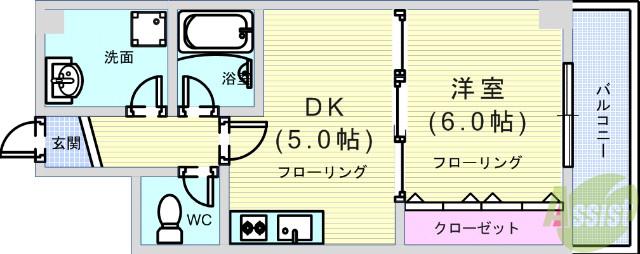 シャノアール(1DK/2階)の間取り写真