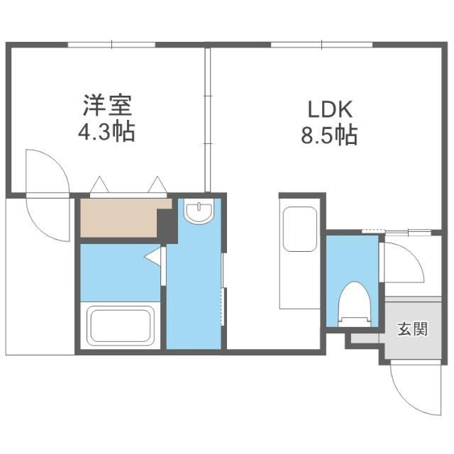 マリオット共栄町(1LDK/1階)の間取り写真
