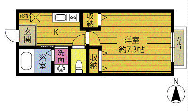 AS関園(1K/2階)の間取り写真