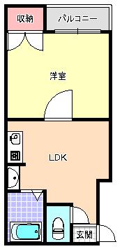 駒川駅前ビル(1DK/2階)の間取り写真