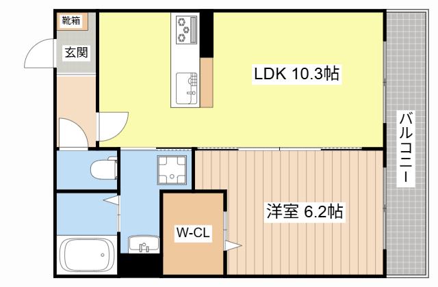 フリーガーデン(1LDK/1階)の間取り写真